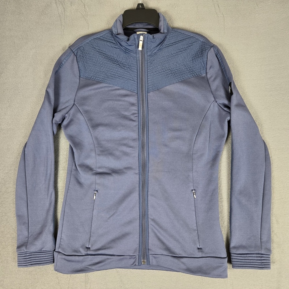 Descente Jacket Womens 12 Blue Full Zip Polartec Fleece Zip Pockets Outdoor